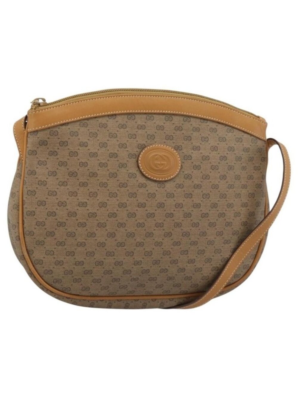 Authentic GUCCI Micro GG Supreme Shoulder Bag PVC Beige Gold 007 87 0018